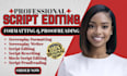 do script editing, screenplay formatting, write, proofread, format movie script