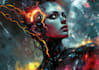 do a high quality sci fi character with glowing effects