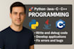 be your c, cpp, java and python developer and coder