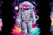 draw galaxy, space, astronaut cartoon design