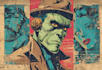 make illustration in distressed retro and comic style