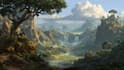 draw fantasy background and landscape