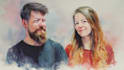 draw a watercolor couple portrait