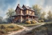 draw cartoony watercolor house