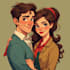 paint a romantic couple portrait for you
