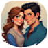 illustrate romantic cute couple portrait