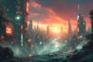 do cyberpunk scifi futuristic city