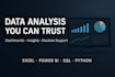 be your data analyst in sql, python, power bi, and excel