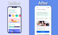 redesign mobile app UI into a clean, modern, and user friendly design