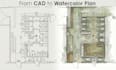 create elegant watercolor architectural plan renderings