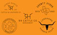 illastation cattle brand, western and farm logo design