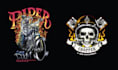 do custom vector of skull devil biker badge logo illustration
