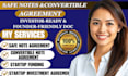 draft a safe note or convertible note agreement for your startup investment