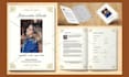 design funeral flyer, program booklet, memorial prayer card, and obituary flyer