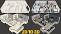 convert 2d sketch, image or floor plan to 3d character, miniature and 3dmodel