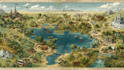 map illustration, vector map, fantasy map, event map, travel guide, game map