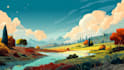 illustrate beautiful flat landscape illustration art