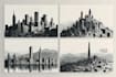 draw minimal cityscape, architecture, landscape, landmark art