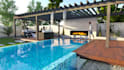 create 3d swimming pool, backyard and landscape rendering