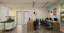 renovate modern office interior, workspace furniture layout,2d plan,3d rendering