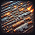 design creative concept art of weapons and items