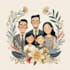 illustrate a romantic family couple portrait