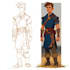 draw 2d character design and character sheet