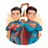 create superhero character logo and friendship portrait