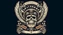 create a awesome vintage winged skull logo