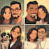 a cute cartoon couple portrait