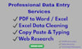do data entry, copy paste, web research, PDF to excel