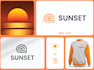 design a modern sea beach and sunset logo