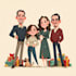 create  cartoon sketch christmas card