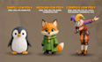 create 3d low poly character modeling, rigging, and animation for game assets