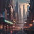 illustrate a futuristic sci fi city concept with cinematic