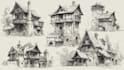 sketch houses and buildings