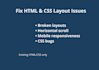 fix HTML and CSS layout issues and responsive problems