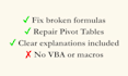 fix broken excel formulas and pivot tables