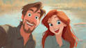 create cartoon disney couple portrait