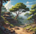 create a beautiful anime background illustration