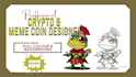 draw cartoon illustrations, meme coin art, with background