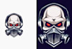 do human skull cartoon emblem mascot logo design