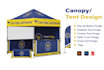 design canopy tent, table cover, feather flag, tent