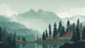create flat landscape illustration of nature