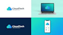 design modern startup, technology, and cyber security logo