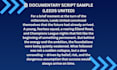 write a cinematic football documentary script