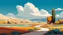 make poster, vector art deco, landscape illustration