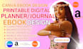 design printable digital planner journal in canva workbook hyperlink book design