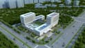 upgrade 3d hospital exterior, landscape design, front elevation, master plan,cgi