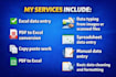 do accurate data entry,PDF to excel conversion,web research